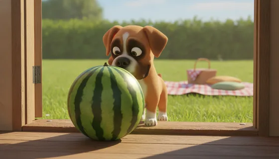 Bram the Boxer Dog and the Runaway Watermelon