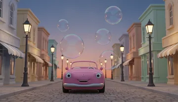 Gus the Pink Car Who Blew Bubbles Over the Boxes