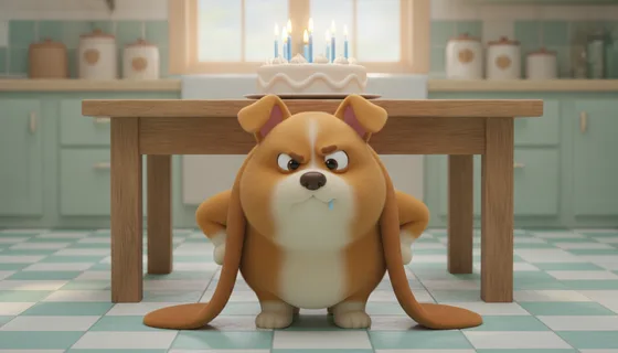 Biscuit the Dog Who Was Supposed to Guard the Cake