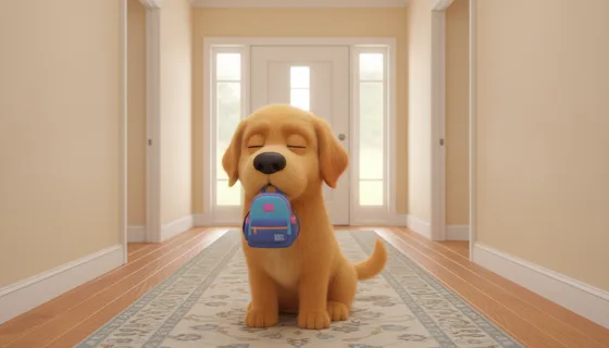 Beau Brings the Backpack Home